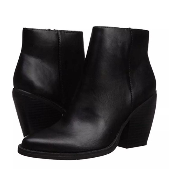 Madden Girl Shoes - Madden Girl Women's Klicck Synthetic Almond Toe Stacked Heel Ankle Boot